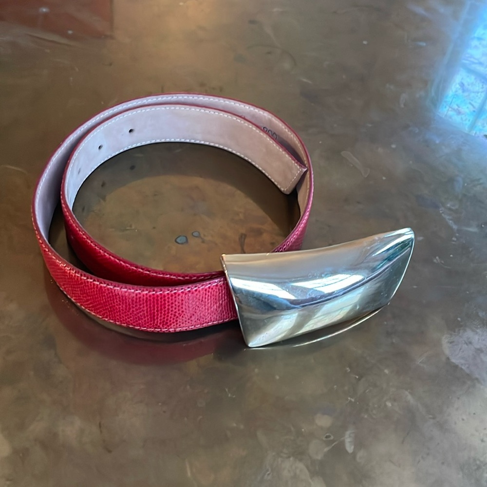Vintage Snakeskin Red & Gold Belt